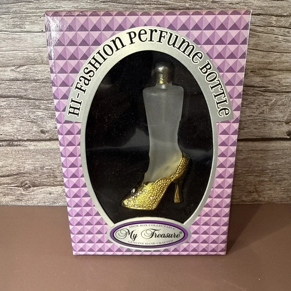 Vintage Glass Opaque Perfume Bottle Shoe High Heel Vanity Dab